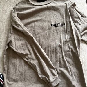 Women’s fear of god essentials Tan long sleeve Shirt
